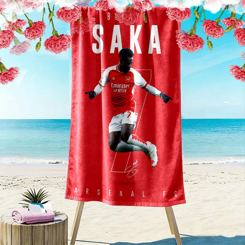 Bukayo Saka Fire Beach Towel, Large Soft Quick Dry Towel for Beach Camping Swimming