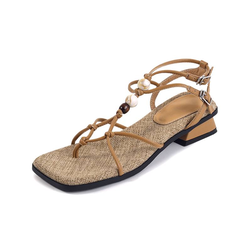 

Krazing Pot Sheepskin Summer Size 40 Ankle Buckle Straps Med Thick Heels Bohemian Style Women Peep Toe Sandals 34 абрикосовий