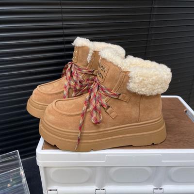 Botas de nieve de suela gruesa para mujer invierno zapatos de algodón de terciopelo nuevos zapatos de pan botas de algodón cálidas engrosadas zapatos de algodón para la nieve