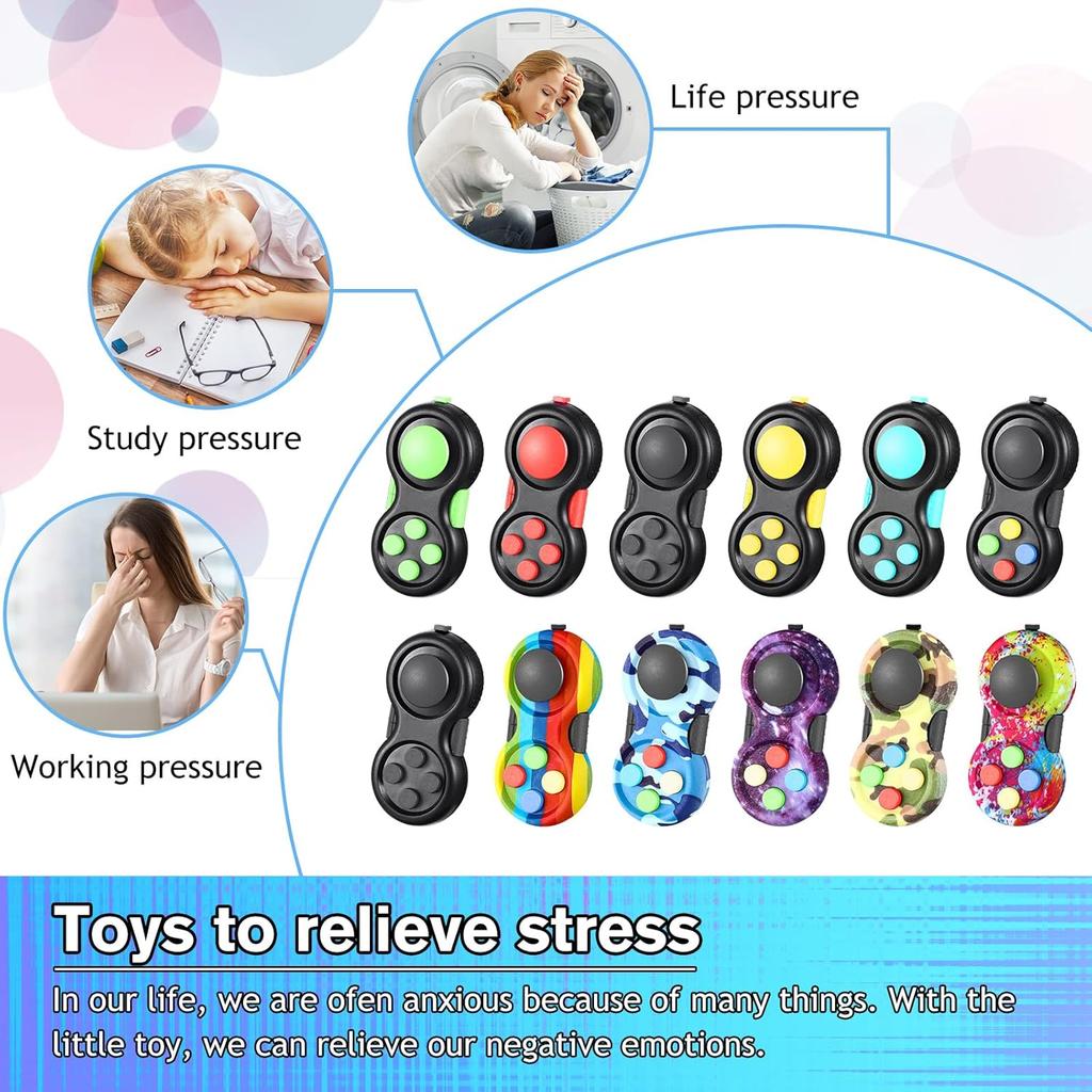 24 Pcs Pad Sensory Toys, Controller Game Pad Clicker for Adult Anxiety and Stress Relief Stocking Stuffers
