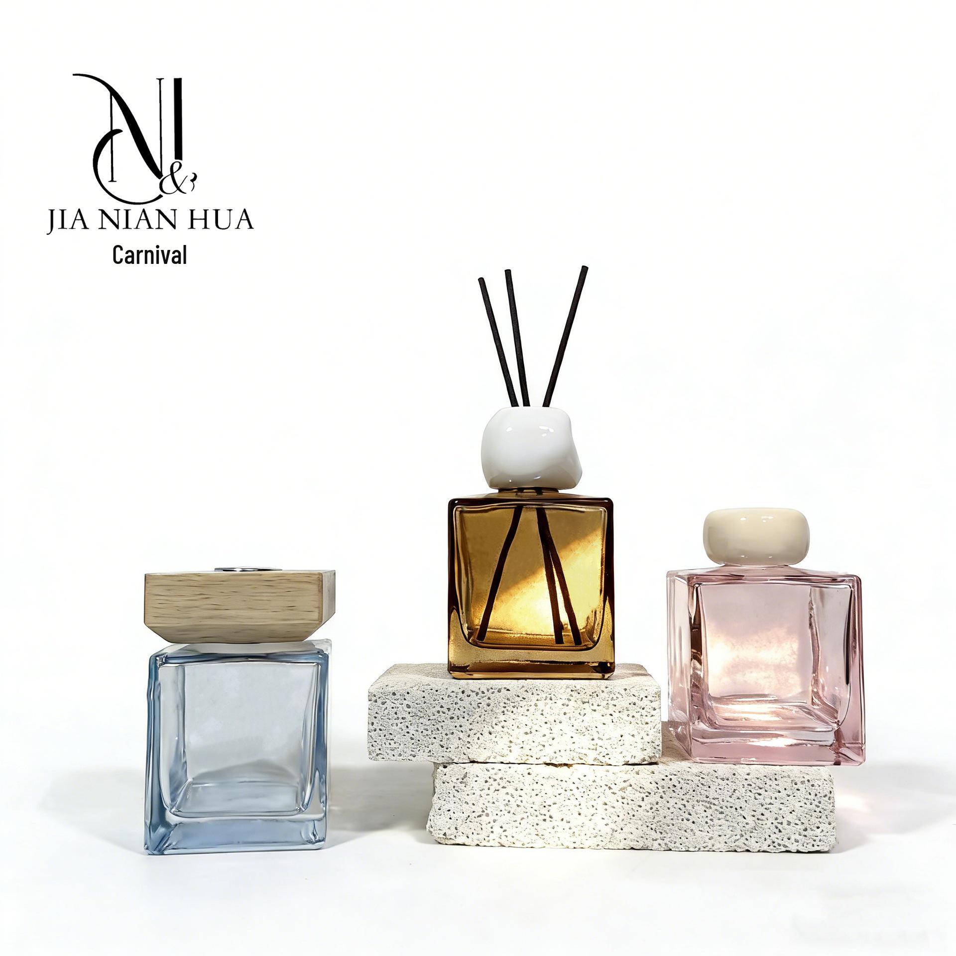 200ml Forest Style Square Glass Aroma Diffuser - Color Spray, Flameless Bedroom Decor Amber; 200ml Set