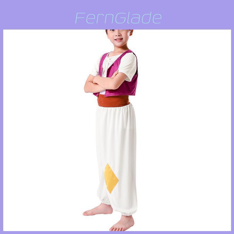 2023 New Halloween Aladdin Genie Prince Children's Cosplay Costume Arabian Nights Full Set Outfit Polyester Fabric