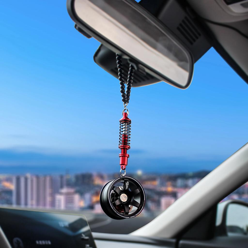 Car Wheel Shock Absorber Ornament Car Interior Rearview Mirror Pendant Car Pendant Hanging, Halloween, Christmas Gift Amagi