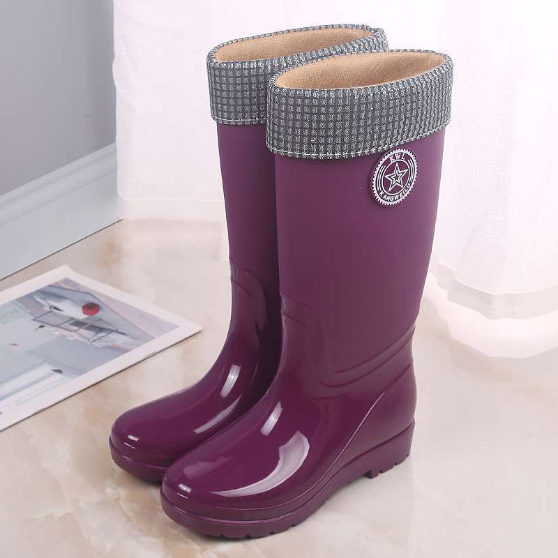 Rain Shoes Women's Fashion Outer Wear Water Shoes Adult High Rain Boots Waterproof and Non-slip New Lightweight Rubber Shoes Long Boots