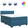 VidaXL Slat Bed Base and Mattress Blue 160x200 Cm Velvet, Bed, Platform Bed, Panel Bed, Bedroom Furniture 3288670