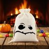 Party Favor Bags with Handles 2 Pcs Halloween Burlap Gift Drawstring, Trick or Treat Kids Activity Supplies Candy Pouch, Reusable Goodies Bag