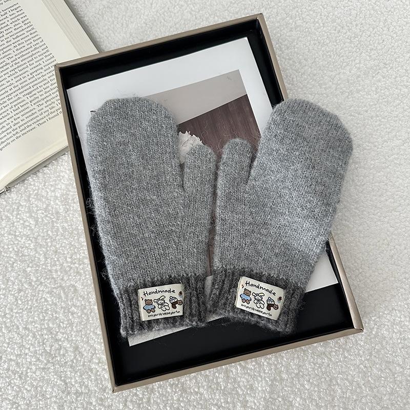 Solid Color Winter Wool Gloves Thicken WarmPlush Furry Fingerless Gloves Knitted Mittens Autumn Outdoor Hand Warmer Mittens New