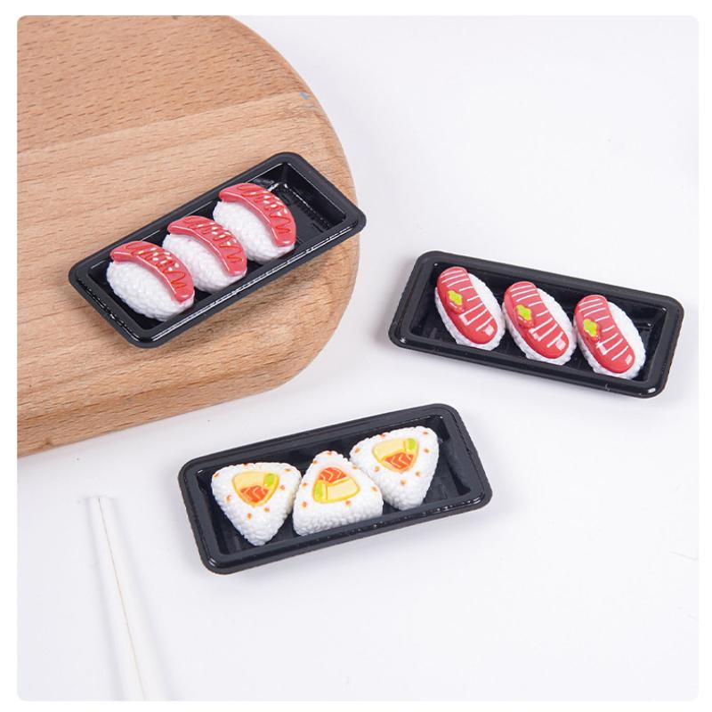 Dollhouse Sushi Bento Simulation Food Model Realistic Mini Ornament for Doll House Kitchen Decor Props