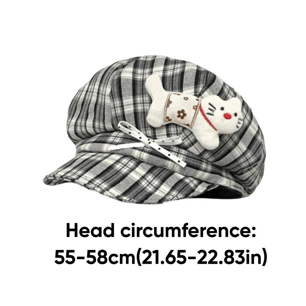 Cute Face Slimming Plaid Beret Hat Sun Protection Thin Design Octagonal Cap Y2K Newsboy Hat Women's Fashion