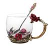 Rose Flower Cup Enamel Water Cup Heat-resistant Glass Cup Enamel Coffee Tea Cup Mug 3D Rose Butterfly Glass Cups Wedding Gift