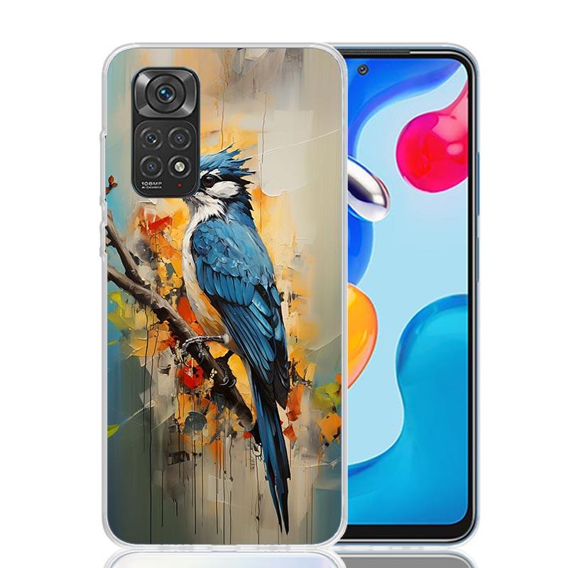 Animal Oil Painting Bird Phone Case For Xiaomi Redmi Note 15 14 13 12S 12 Pro Plus 11S 11E 11 11T 10S 10 Art Soft Pattern Cover