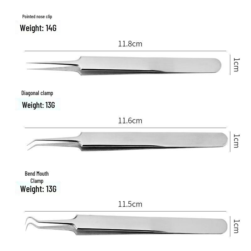 Stainless Steel Blackhead Remover Tweezers Set with Bent Tips for Acne and Pimple Extraction.