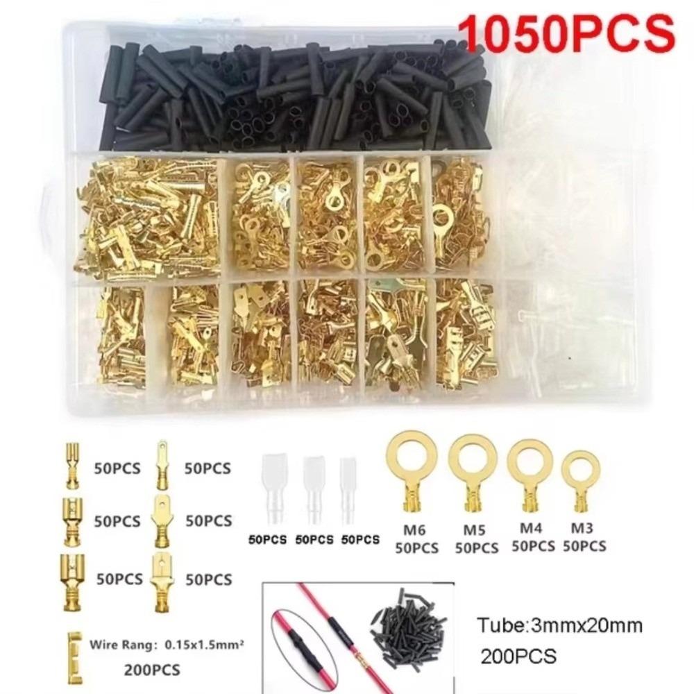 1000/1050 pcs Wire Wrap Connector Termin Spade Connectors Insulating Sleeve Wire Connector Car