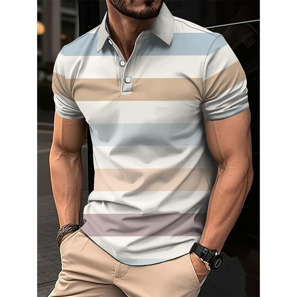 Men's Short Sleeved Lapel 3D Digital Print