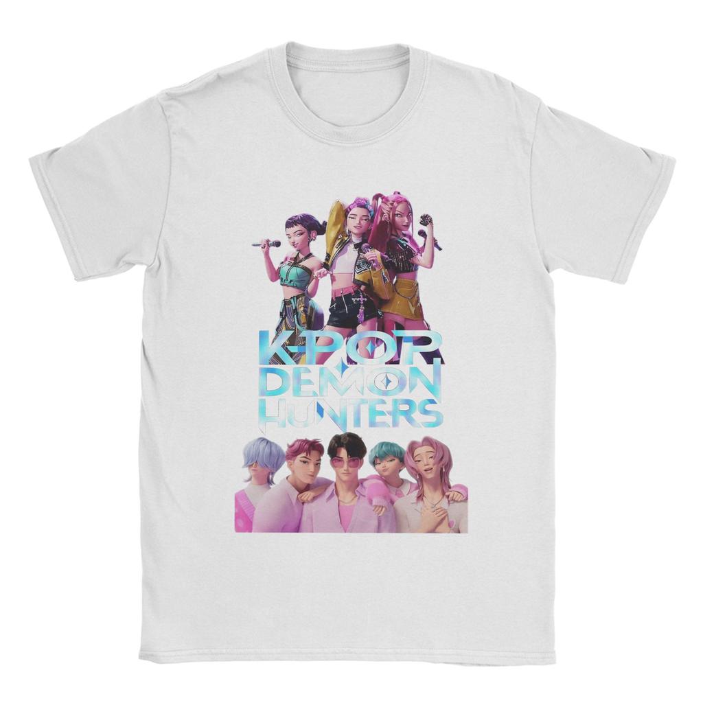 KPop Demon Hunters T-Shirt for Men Saja Boys Fan Gifts Vintage 100% Cotton Crewneck Short Sleeve T Shirts Unique Clothing