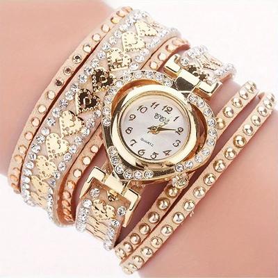 Fashion Rhinestone Women's Watch Long Leather Bracelet Quartz Watches