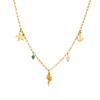 Gold Paperclip Chain Ocean Charm Necklace with Starfish and Anchor