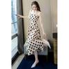 Women's French Polka Dot High Waist Strappy Dress - Retro Slimming Spring/Summer Style