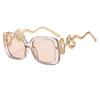 Fashion Double-headed Snake Metal Sunglasses - Large Frame, European & American Style, Internet Celebrity Trend