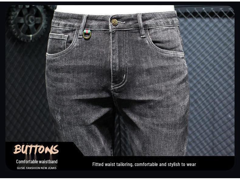 Men's Trendy Slim Fit Jeans - 2024 Korean Style with Versatile Prints