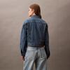 CALVIN KLEIN SS25 Jeans CK All-Over Print Vintage Washed Cropped Denim Jacket Women 47B010G