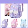Stylish And Trendy Waterproof School Backpack For Girls With Cartoon Prints In Purple Pink And Blue
