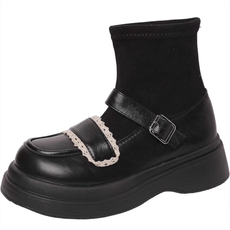 Versatile small leather shoes women's summer new temperament muffin thick-soled socks small height-increasing women's shoes