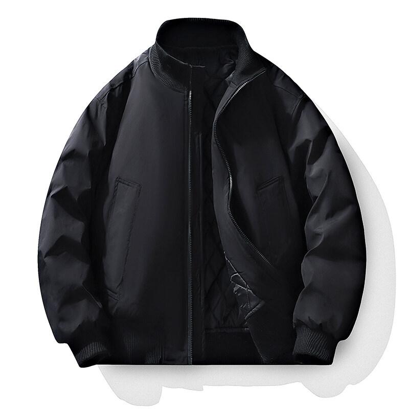 American Retro Autumn and Winter Solid Color Thickened Cotton Jacket Windproof and Warm Cotton Jacket Stand Collar Thickened Jacket