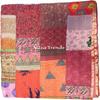 Aizza Trends Handmade Pure Cotton Patch and Patola Work Kantha Quilt - Traditional Indian Throw Blanket-Vintage Cotton Silk Saree Quilt