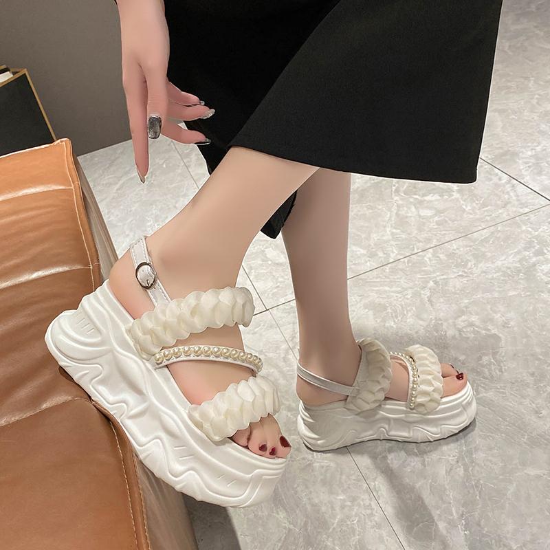 Mode Zomersandalen 8CM Sleehak Sneakers Vrouwen Candy Strand Slippers Hoog Platform Casual Sandalen Ademende Wandelslippers