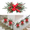 Christmas Stairway Swag Artificial Winter Wreath Pinecones Bowknot Decoration