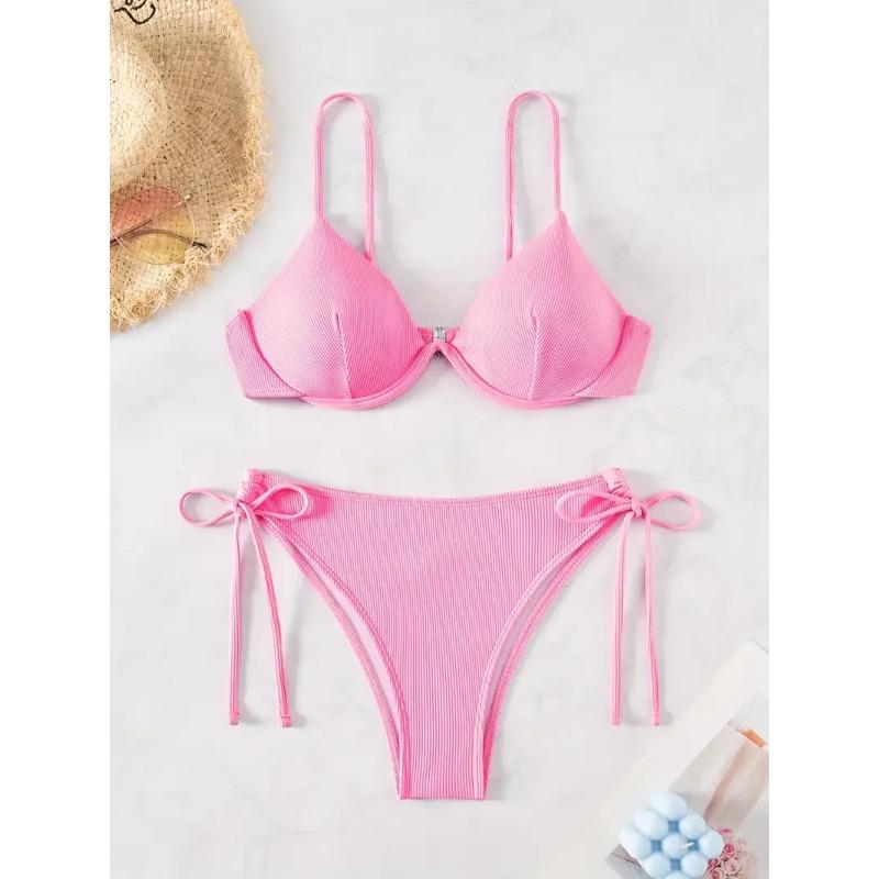 Solid Underwire Sexy Bikini 2026 New Arrival Biquini Padded Push Up Bandage Swimsuit Women Swimwear Summer Beachwear