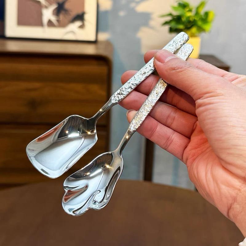 Stainless steel spoon creative dessert spoon stone shell spoon ice cream spoon spoon spoon eating spoon stirring spoon