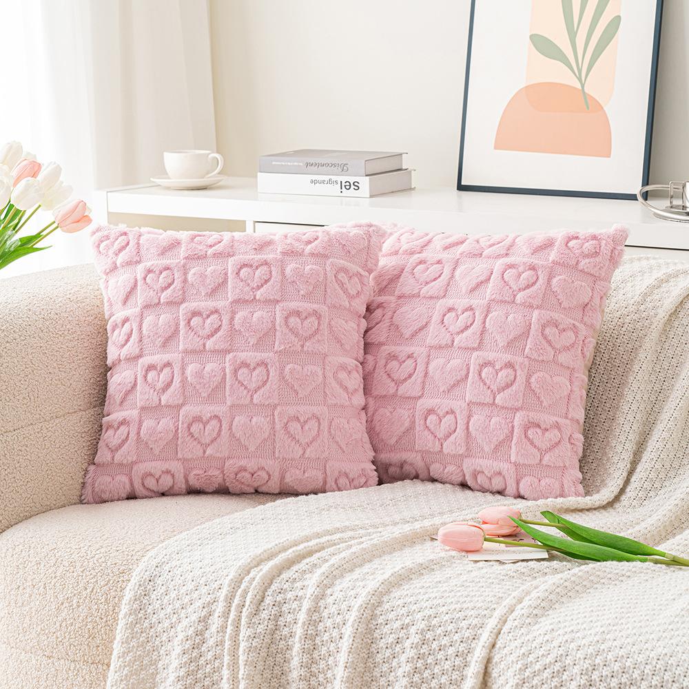 Valentinstag Liebeskissenbezug Dreidimensionales Plüschkissen Kissenkissen Kaninchenhaar Lendenkissen Festliche Wohnzimmerdekoration