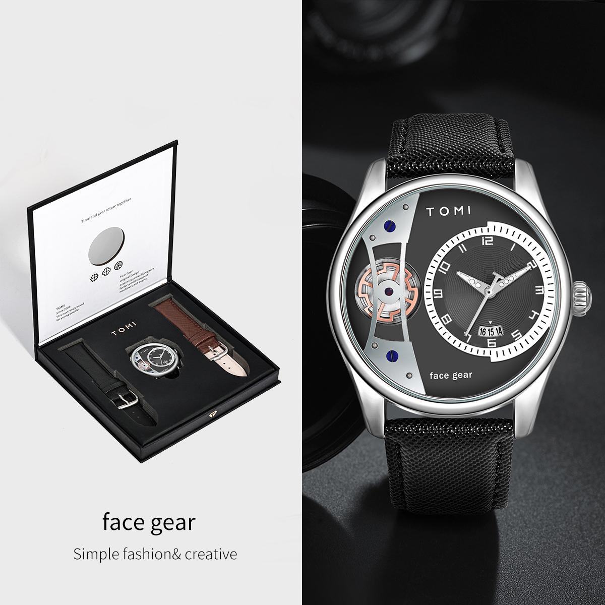 

Set Gift Box for Men s Minimalist Business Quartz Watch Luxury Versatile Double Strap Detachable Watch Festival Gift