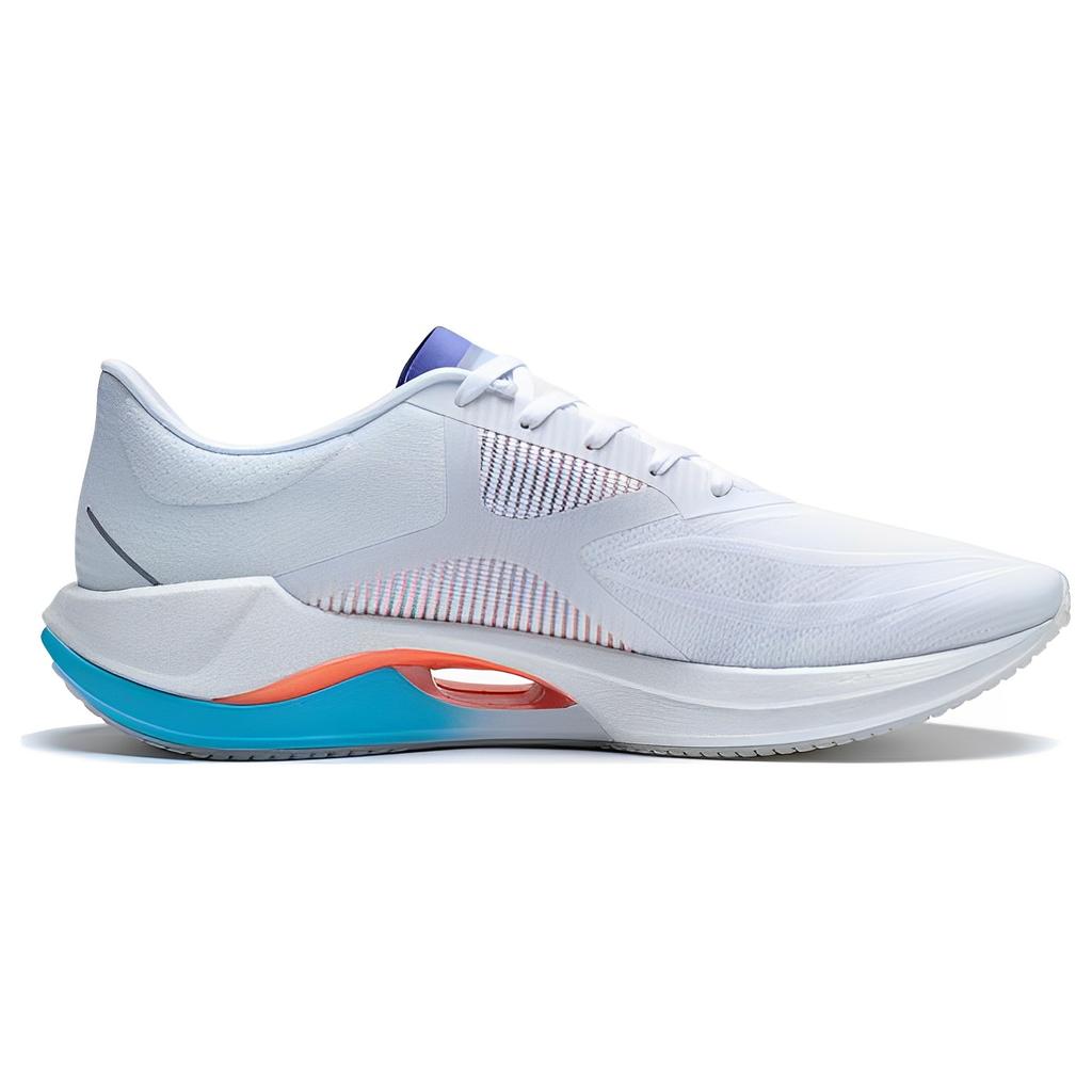 New LiNing Super Light 20 Cushioned Slip Resistant Abrasion Resistant Low Top Casual Running Shoes Men's White Blue ARBT001-6