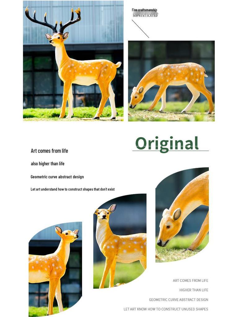 Luminous Fiberglass Sika Deer Sculpture for Garden Lawn Decoration