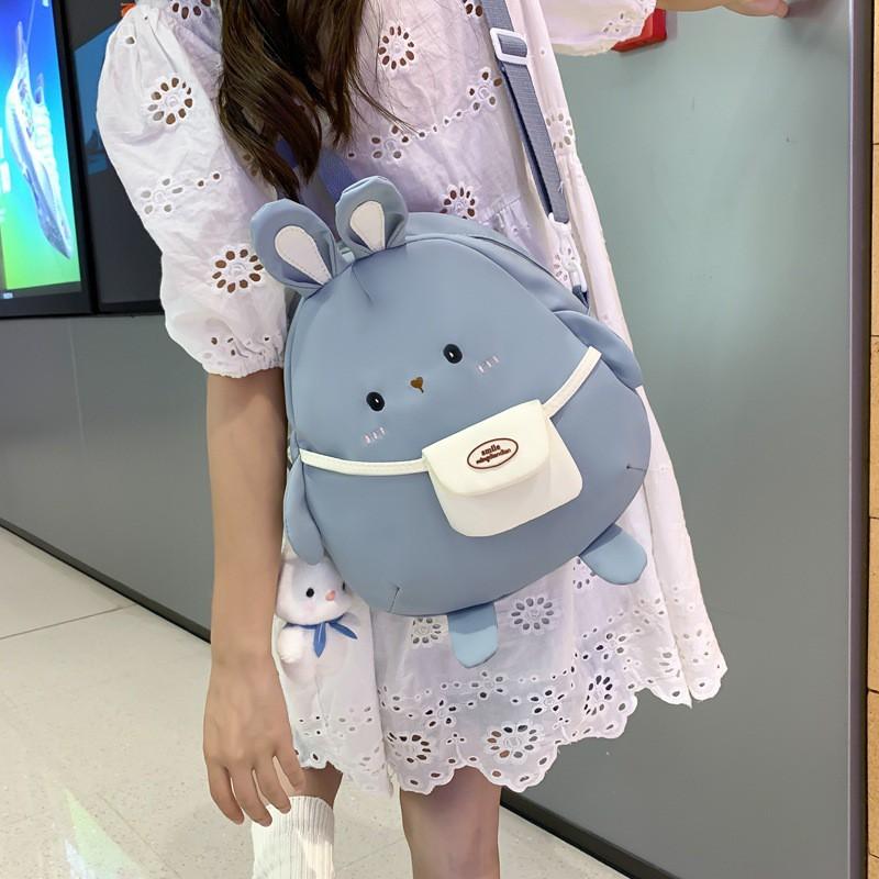 Children's Cartoon Backpack Women 2024 New Style Rabbit Primary School Students Cute Canvas Schoolbag