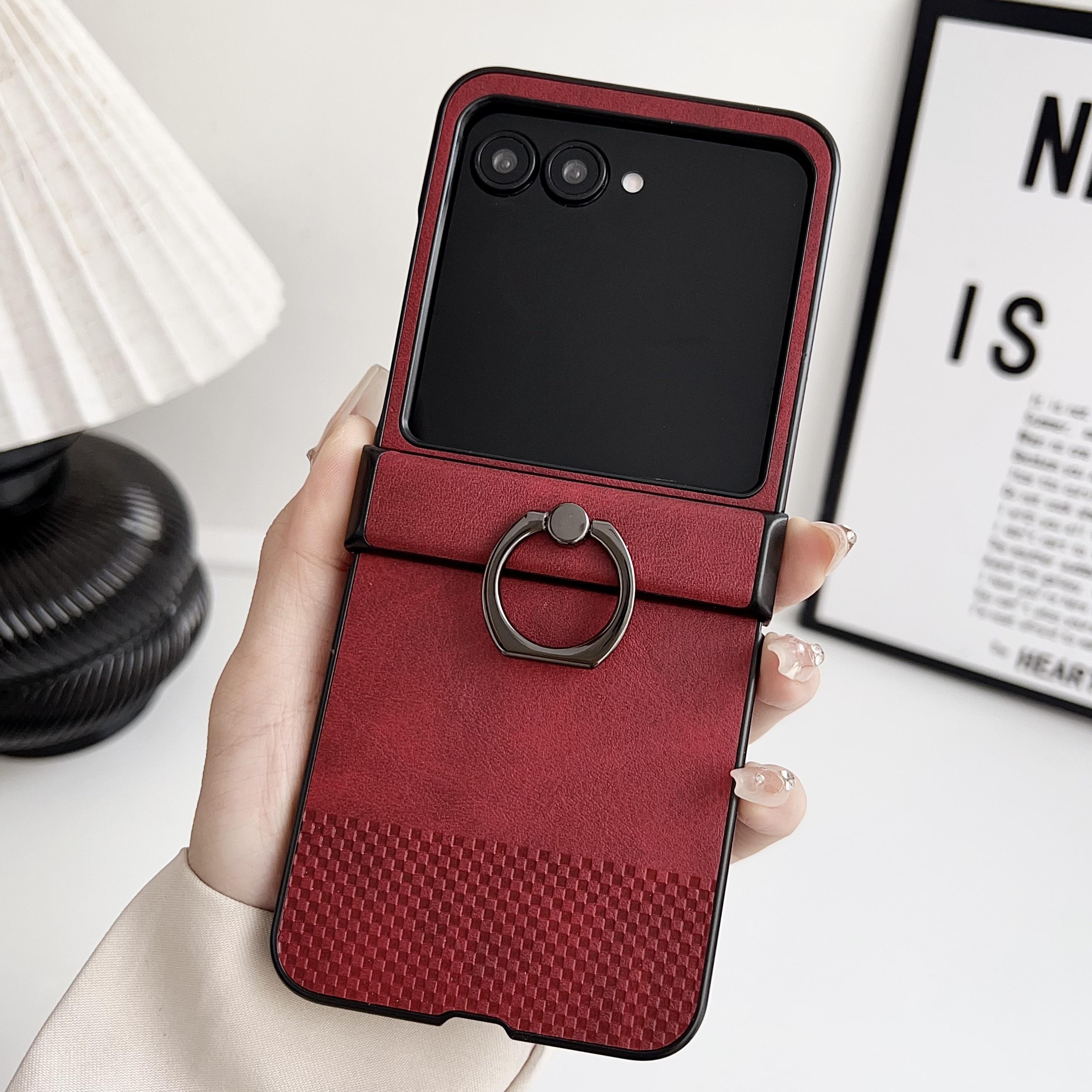 

Lattice Texture with Ring Holder Phone Case for Motorola Razr 60 50 40 Ultra Moto Razr 50 60 Hinge Protective Back Cover Motorola Razr 50 Ultra