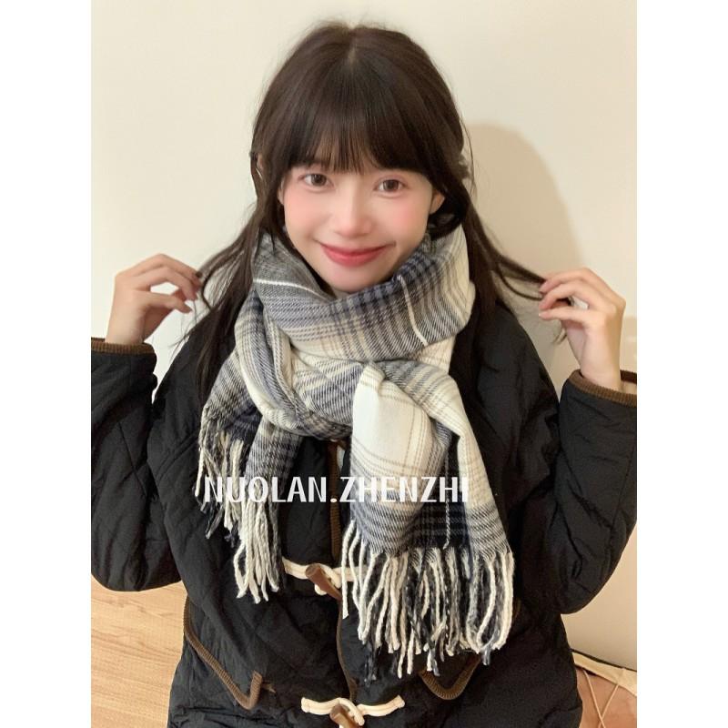 Soft Fuzzy Oversized Scarf Women Winter Warm Thick Acrylic Blend Solid Color Plush Neck Wrap