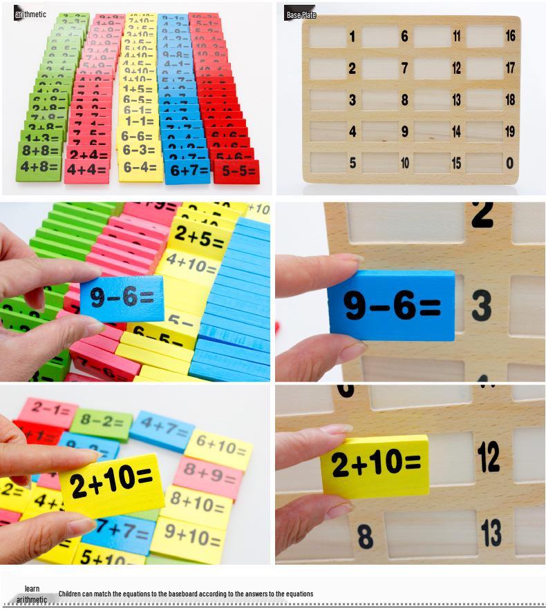 Children's Wooden Educational Marble & Dominoes Set with Number Calculation & Building Blocks