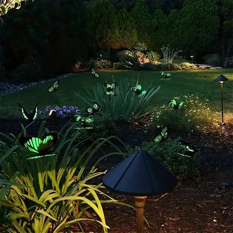 Luminous Butterfly Gardening Butterfly Pole Decoration 8cm Garden Decoration Lawn Decoration PVC Home Decoration 25PCS