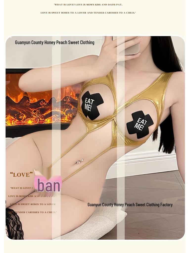 Sleek Cutout Hot Stamping Bodysuit for Nightclub and Private Room