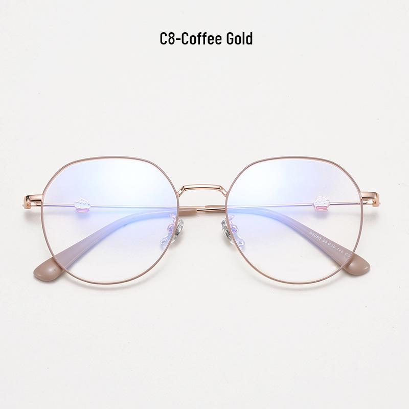 Shinchan Large Polygon Metal Eyeglass Frame - Korean Style Slimming Women's Myopia Glasses