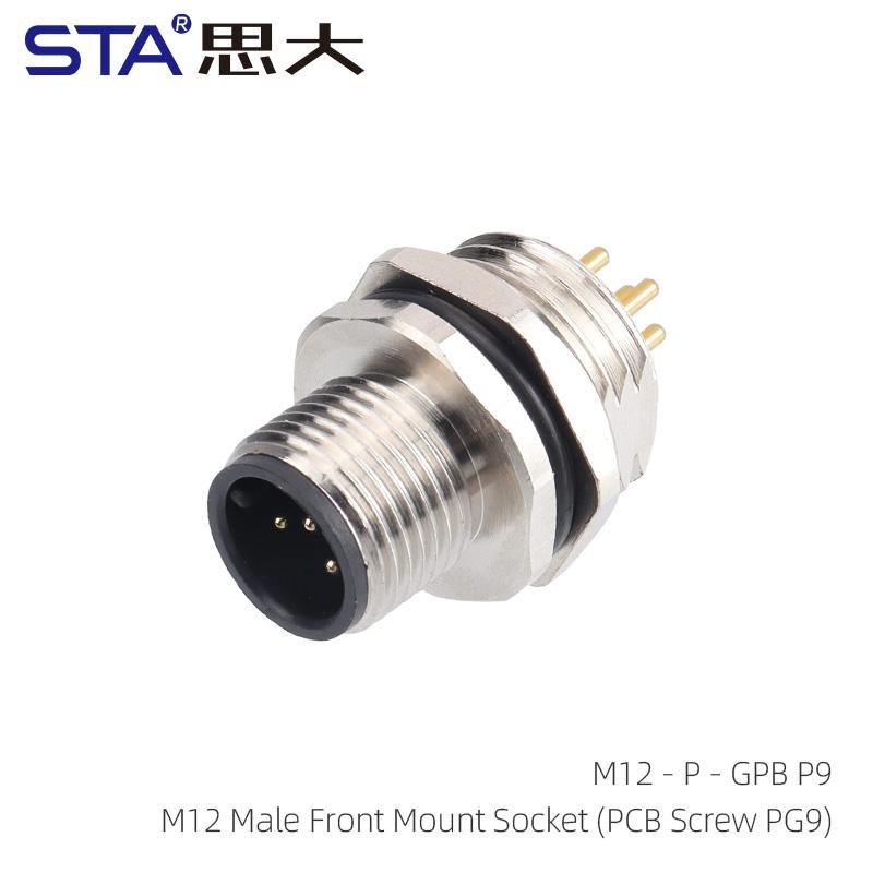 IP67 Straight M12 Connector Male Female a B C D Code 2 3 4 5 6 8 12 17Pin Front Mount M12 PCB Socket