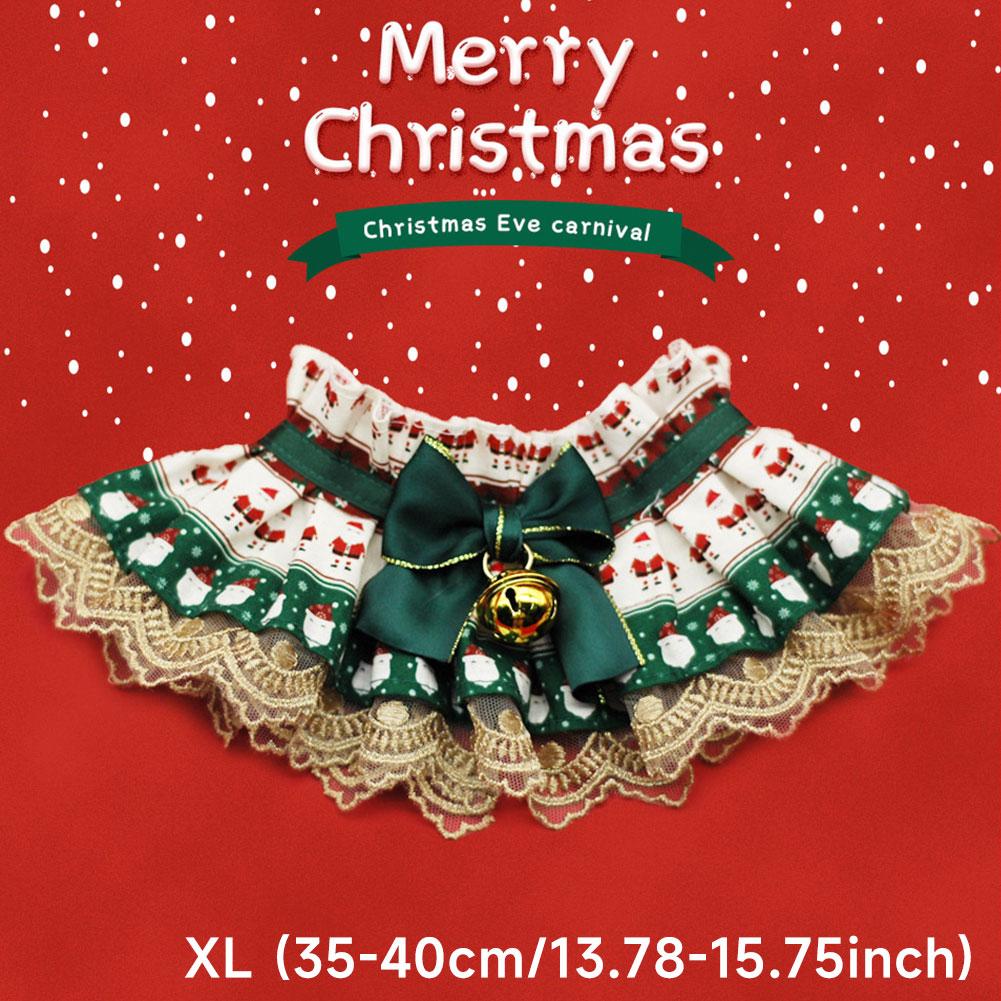 Noël Chat Chien Bavoir Bave Dentelle Serviette Salive Réglable Accessoires Costume Animal de Compagnie