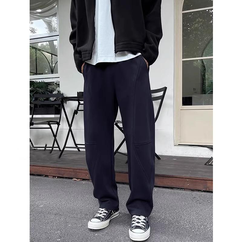 

Men s Navy Blue Retro Sweatpants - Autumn/Winter Casual Loose Fit XL чорний