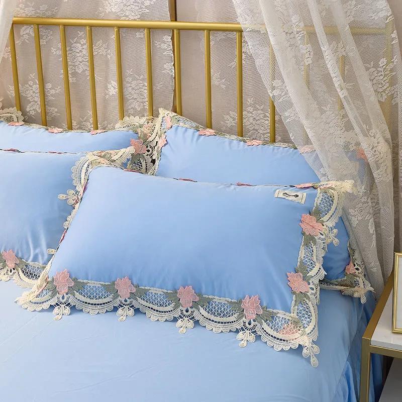 French Lace Pillowcase Washed Ice Silk Pillowcase Double Pillowcase 48x74 One Pair