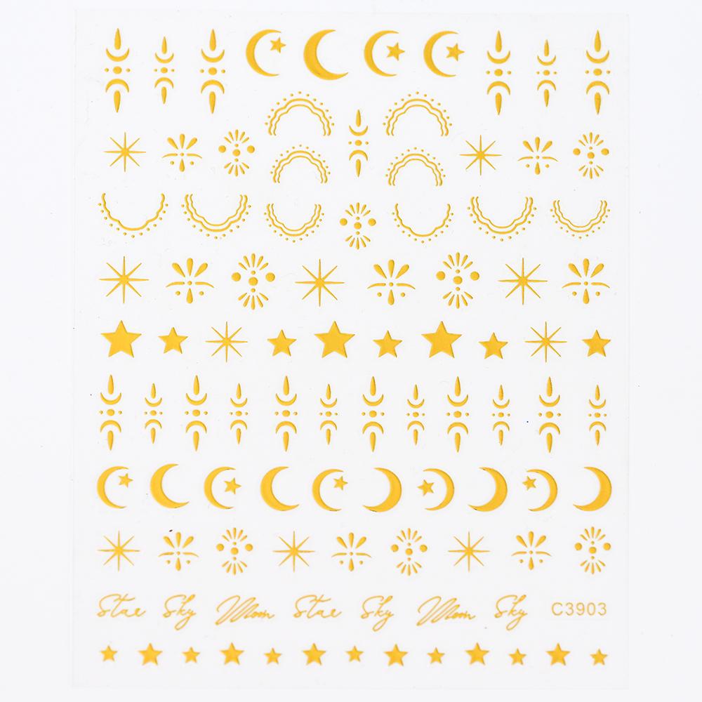 Black White Star 3D Nail Art Sticker Y2K Pentagram Self-Adhesive Decals Laser Shiny Glitters Starlight Manicure Ornaments Slider