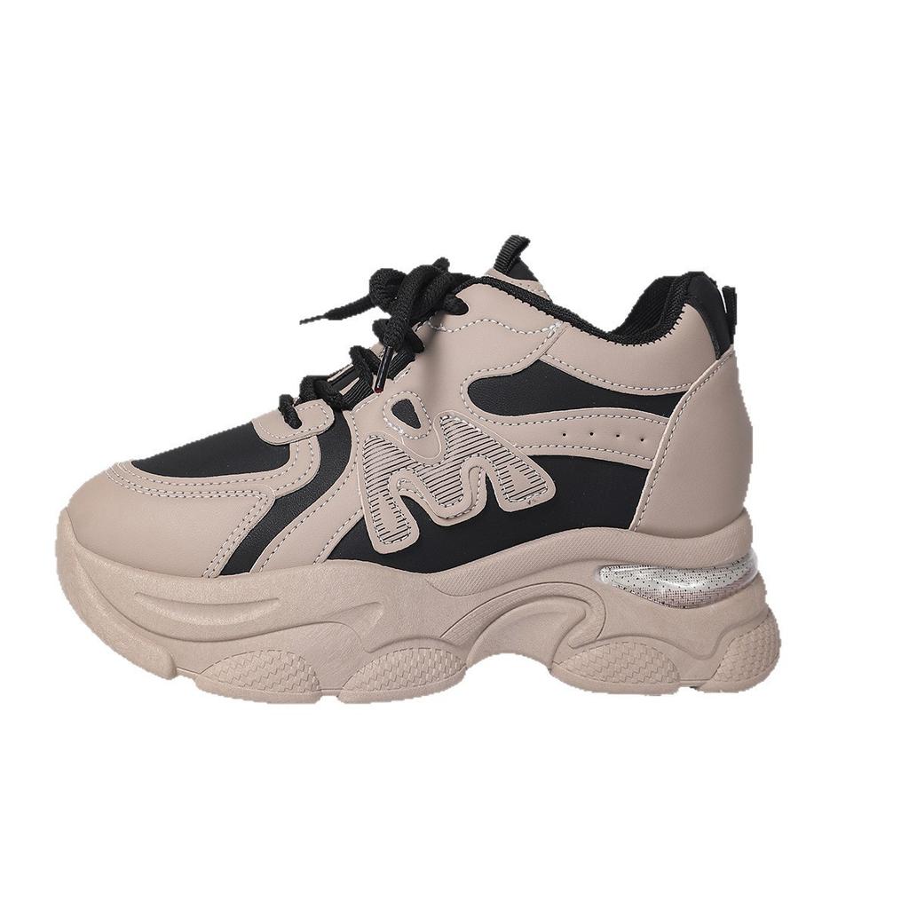 2025 New Dad Shoes Women's Small Inner Spring Showing Feet Small Thick-soled Sports Shoes Increase the Height and Feel of Stepping On Shit